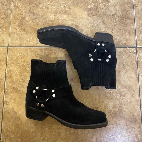 RE/DONE Black Suede Short Cavalry Harness Boots Size 41 Western 90s Grunge - Picture 4 of 9